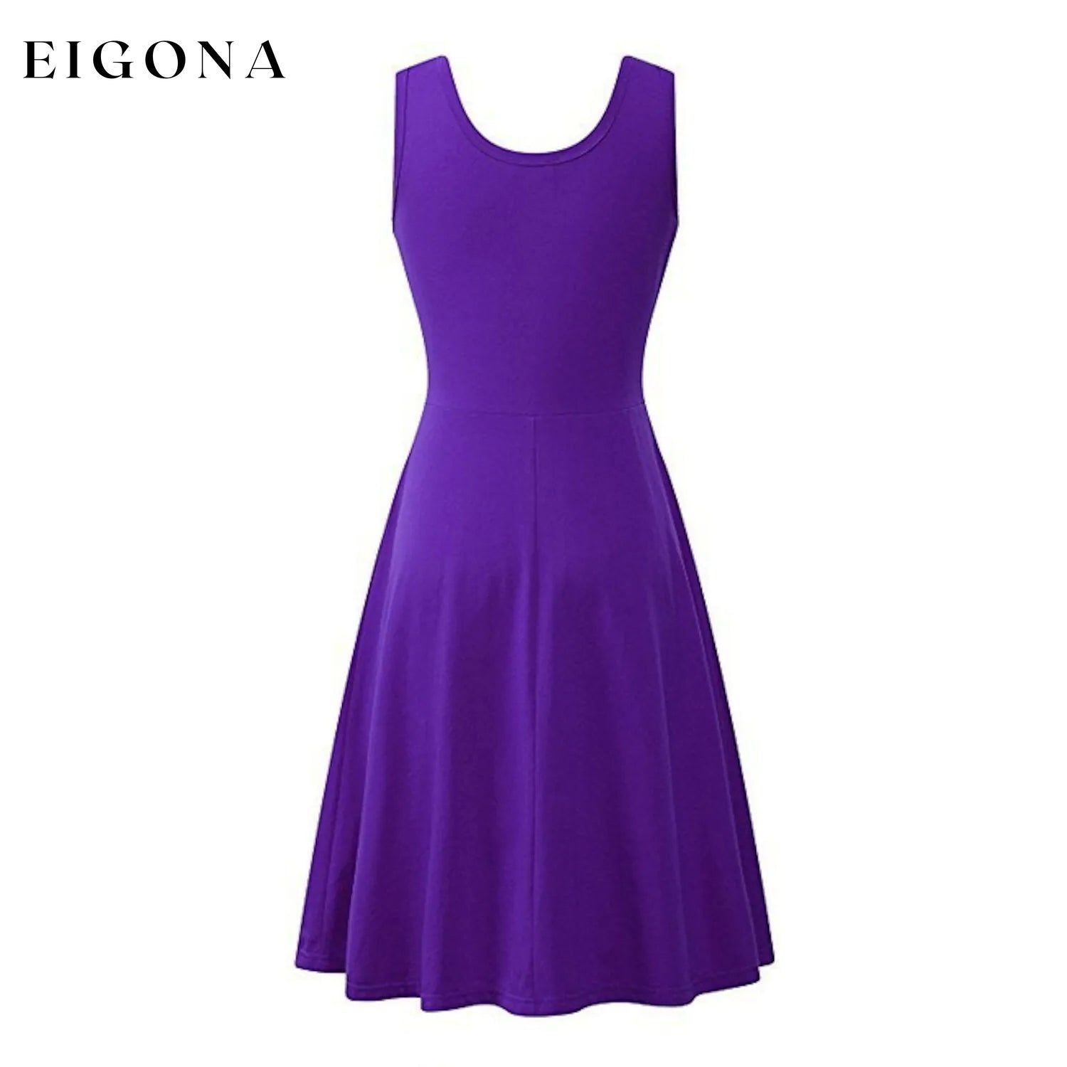 Women's Swing Knee Length Dress Purple __stock:200 casual dresses clothes dresses Low stock refund_fee:800