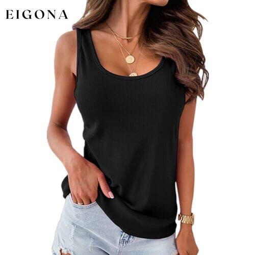 Women's Tank Top Plain Sleeveless Casual Basic U Neck Regular Cotton Black __stock:200 clothes refund_fee:800 tops