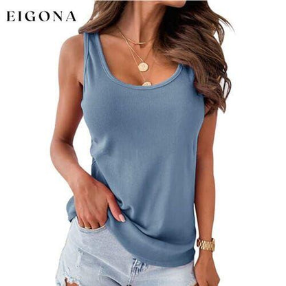 Women's Tank Top Plain Sleeveless Casual Basic U Neck Regular Cotton Blue __stock:200 clothes refund_fee:800 tops