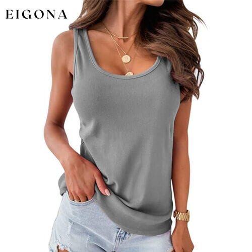 Women's Tank Top Plain Sleeveless Casual Basic U Neck Regular Cotton Gray __stock:200 clothes refund_fee:800 tops