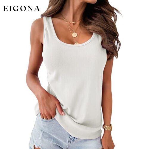 Women's Tank Top Plain Sleeveless Casual Basic U Neck Regular Cotton White __stock:200 clothes refund_fee:800 tops