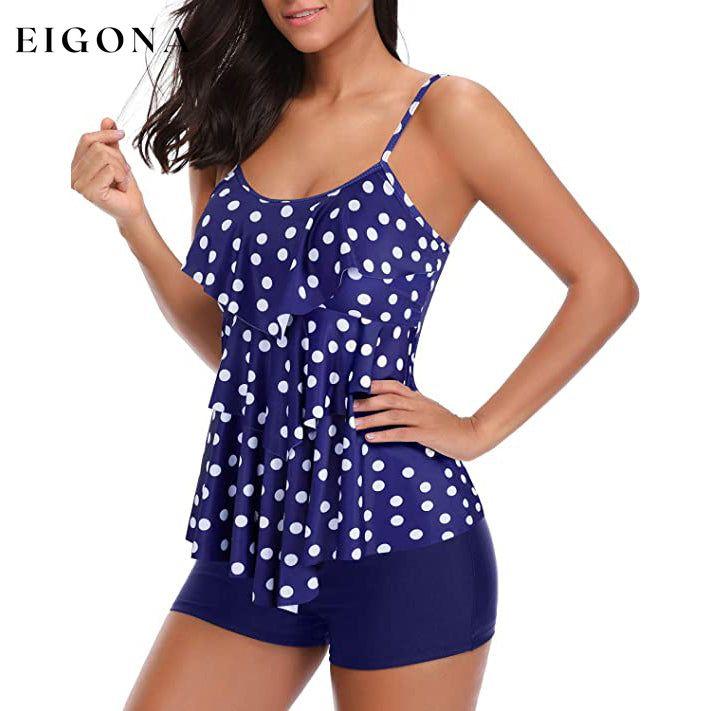 Women's Tankini Two Piece Tummy Control Bathing Suit Blue __stock:200 clothes Low stock refund_fee:1200 tops