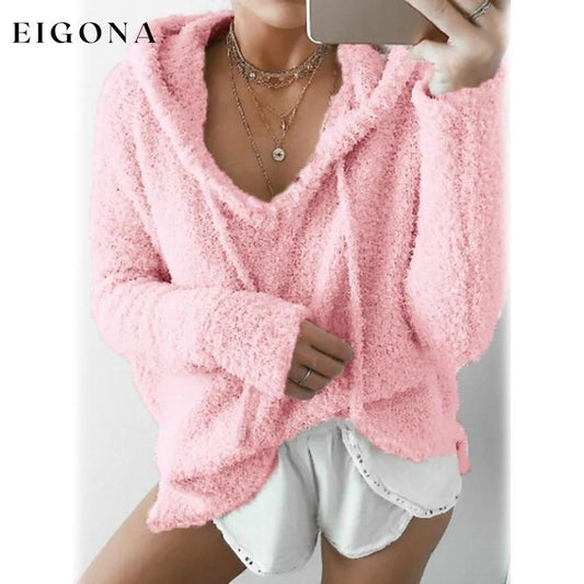 Women's Teddy Coat Plain Daily Basic Loose Hoodie Pink __stock:50 clothes refund_fee:800 tops
