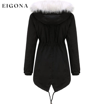 Women's Thick Warm Fleece Lined Winter Coat Jacket Parka with Fluffy Hood __stock:50 Jackets & Coats refund_fee:2200