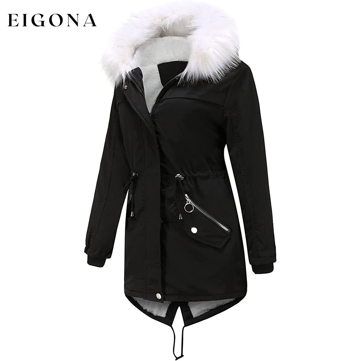 Women's Thick Warm Fleece Lined Winter Coat Jacket Parka with Fluffy Hood __stock:50 Jackets & Coats refund_fee:2200
