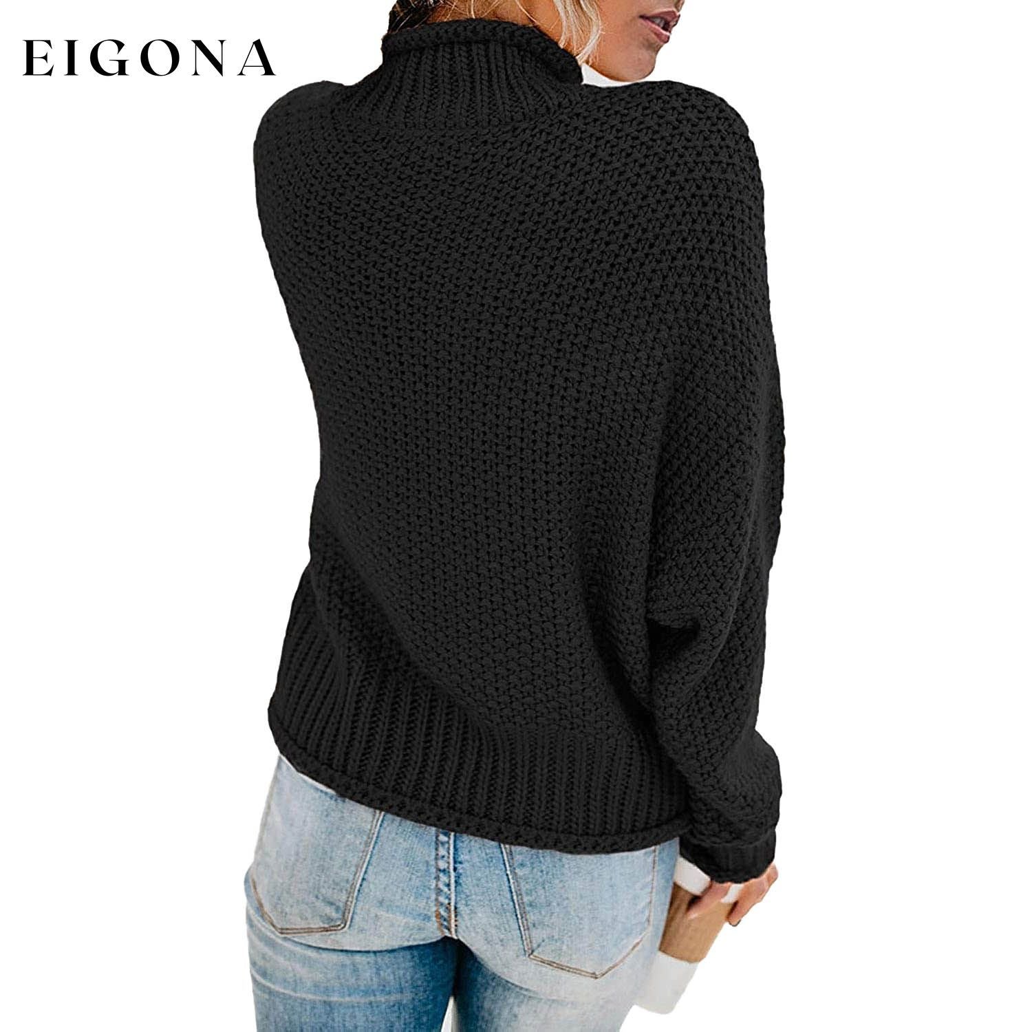 Women's Turtleneck Batwing Sleeve Loose Oversized Chunky Knitted Pullover Sweater Jumper Tops __stock:500 clothes refund_fee:1200 tops