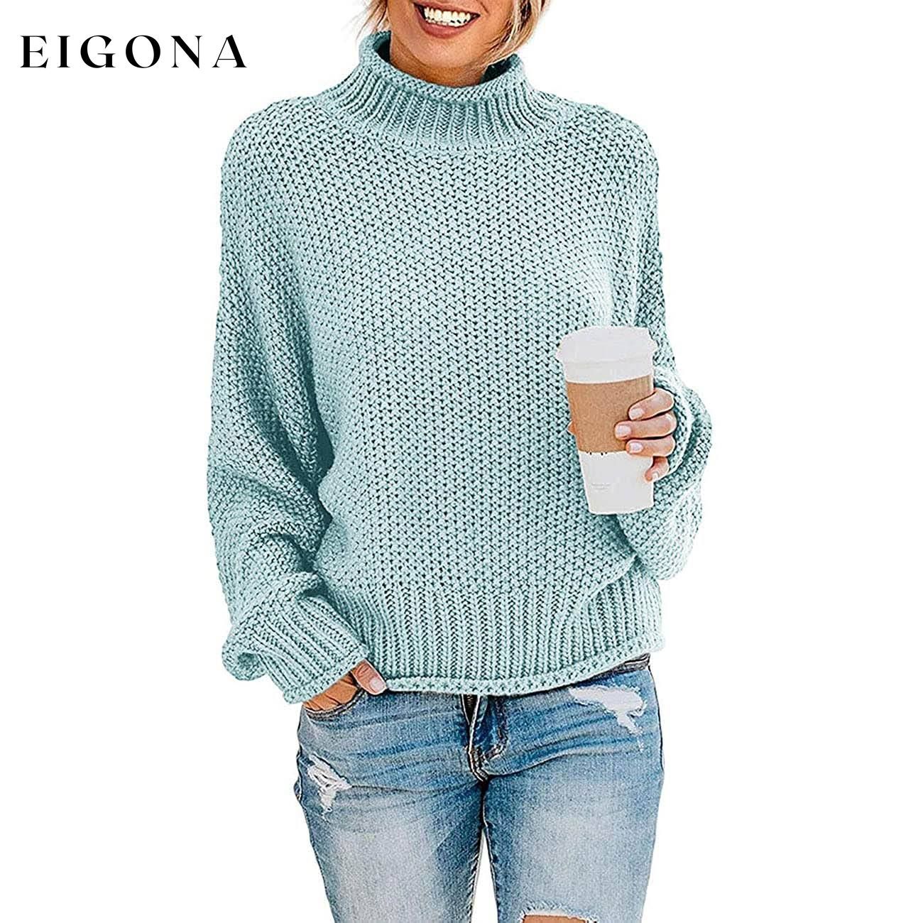 Women's Turtleneck Batwing Sleeve Loose Oversized Chunky Knitted Pullover Sweater Jumper Tops Mint __stock:500 clothes refund_fee:1200 tops