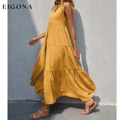 Women's V-neck Ruffle Hem Solid Dress __stock:200 casual dresses clothes dresses refund_fee:1200