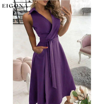 Women's V-Neck Sleeveless Long Dress Purple __stock:200 casual dresses clothes dresses refund_fee:1200