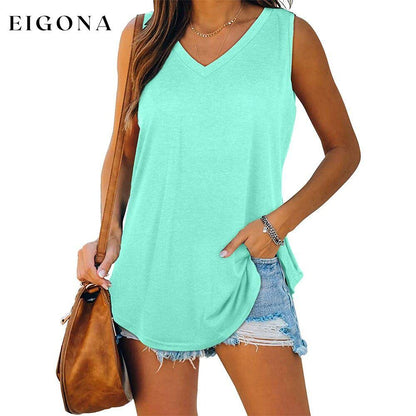 Women's V Neck Tank Top Aqua __stock:200 clothes refund_fee:1200 tops