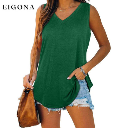 Women's V Neck Tank Top Green __stock:200 clothes refund_fee:1200 tops