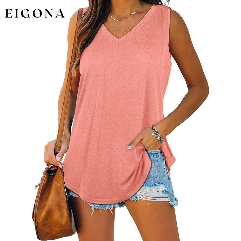 Women's V Neck Tank Top Pink __stock:200 clothes refund_fee:1200 tops