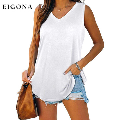 Women's V Neck Tank Top White __stock:200 clothes refund_fee:1200 tops