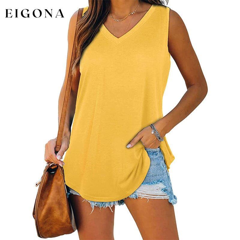 Women's V Neck Tank Top Yellow __stock:200 clothes refund_fee:1200 tops