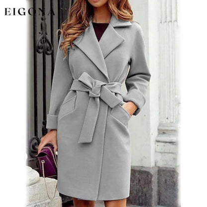 Women's Winter Fall Long Coat Gray __stock:200 Jackets & Coats refund_fee:1200