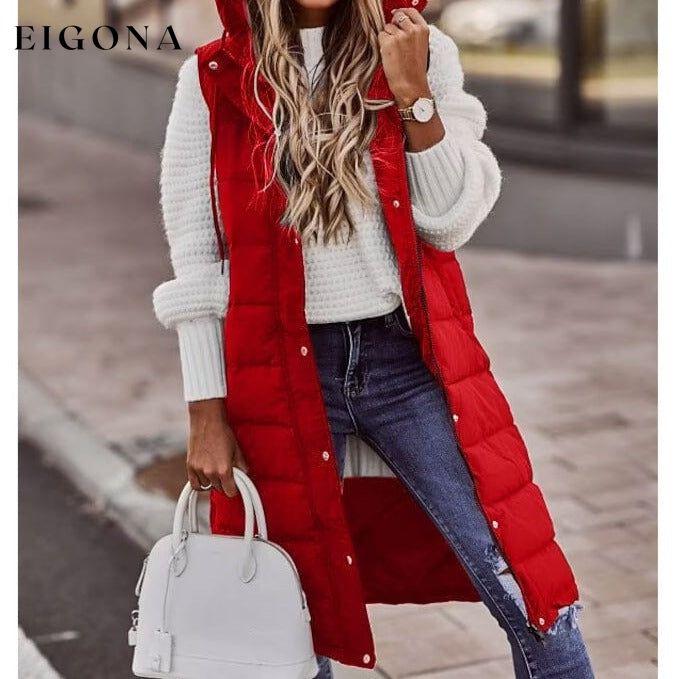 Women's Winter Jacket Vest Long Coat Regular Fit Red __stock:200 Jackets & Coats refund_fee:1200