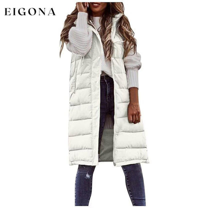 Women's Winter Jacket Vest Long Coat Regular Fit White __stock:200 Jackets & Coats refund_fee:1200