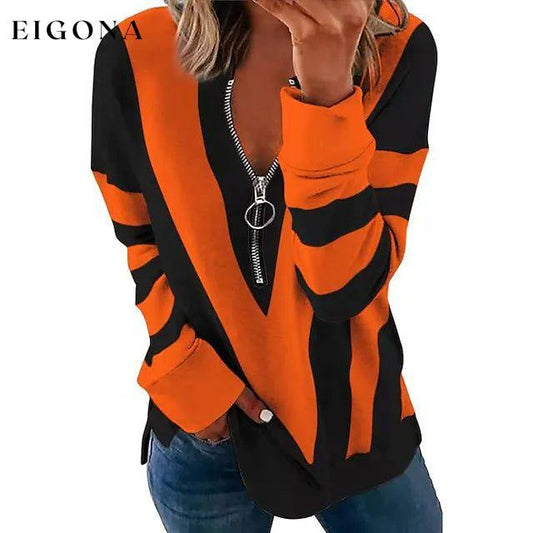 Women's Zip Shirt Long Sleeve Orange __stock:200 clothes refund_fee:1200 tops