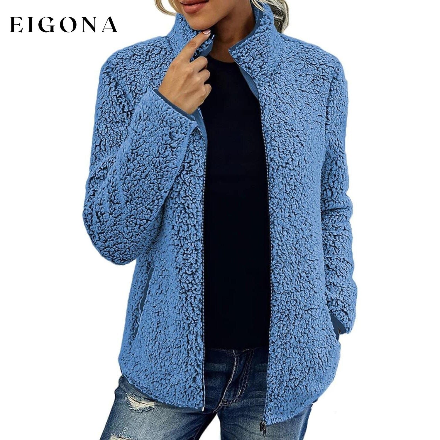 Women's Zip Up Jacket Long Sleeve Blue __stock:200 Jackets & Coats refund_fee:1200